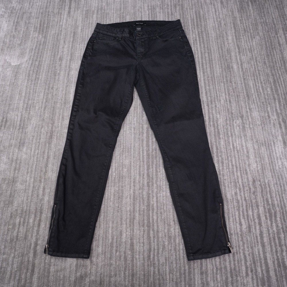 White House Black Market Skimmer Pants Womens 4 Black Excellent Ankle Zip Slim